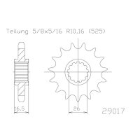 ESJOT Chain pinion, 16 teeth