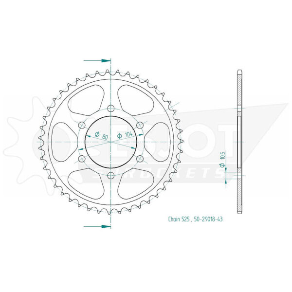 ESJOT Chain wheel, 43 teeth