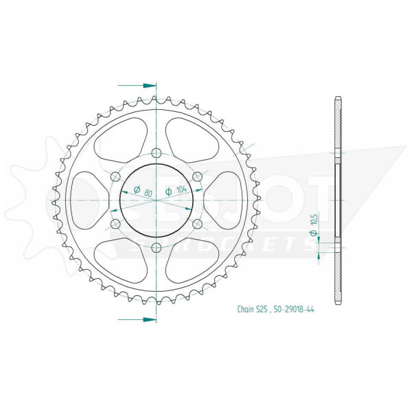 ESJOT Sprocket, 44 teeth