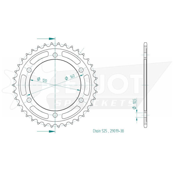 ESJOT Chain wheel, 38 teeth