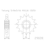 ESJOT Chain pinion, 16 teeth