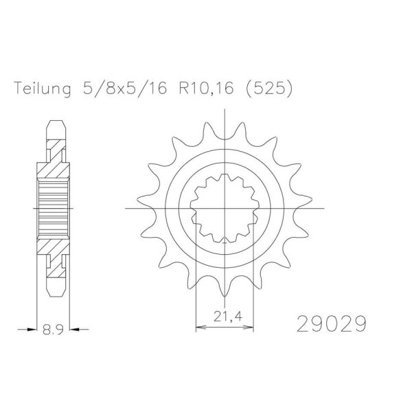 ESJOT Chain pinion, 16 teeth