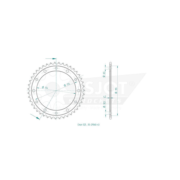 ESJOT Chain wheel, 43 teeth