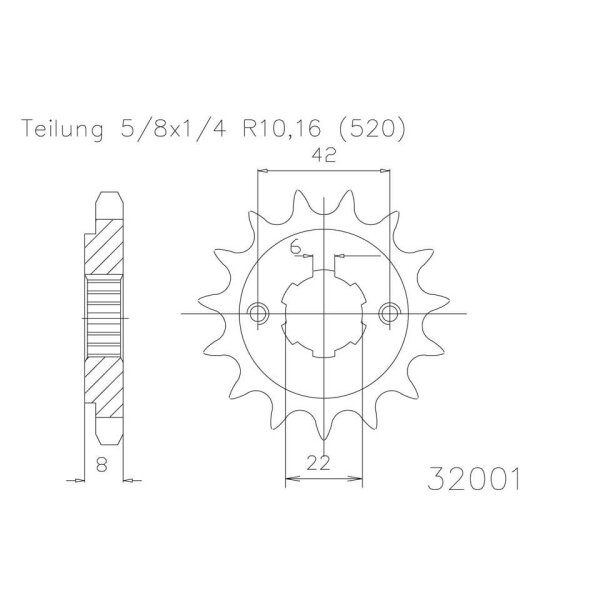 ESJOT Chain pinion, 16 teeth