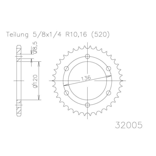 ESJOT Kettenrad, 45 Zähne