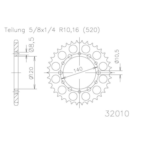 ESJOT Sprocket, 44 teeth