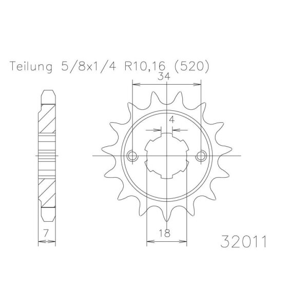 ESJOT Kettenritzel, 14 Zähne