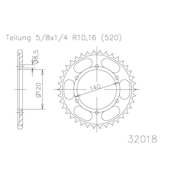 ESJOT Chain wheel, 38 teeth