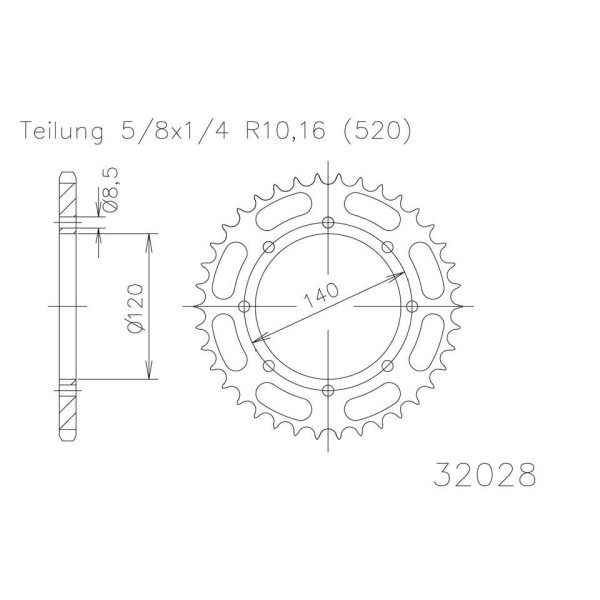 ESJOT Chain wheel, 38 teeth