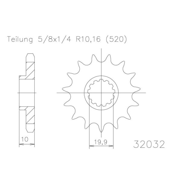 ESJOT Chain pinion, 14 teeth