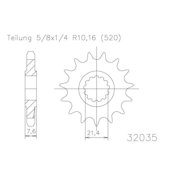 ESJOT Chain pinion, 16 teeth