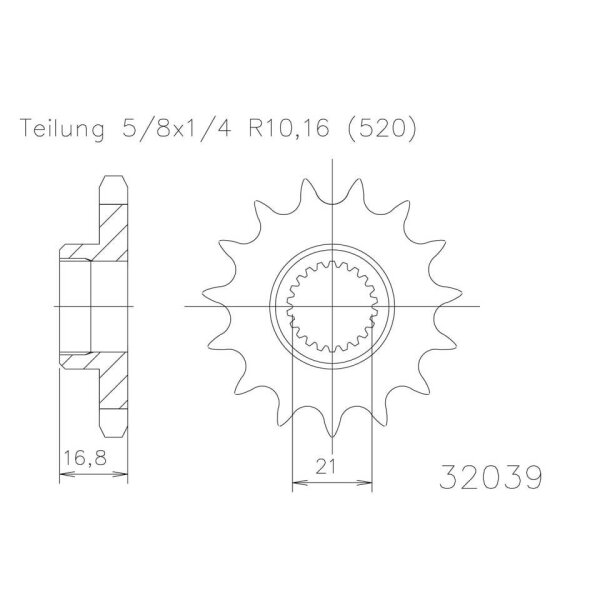 ESJOT Chain pinion, 16 teeth