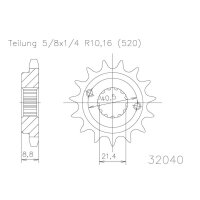 ESJOT Chain pinion, 16 teeth