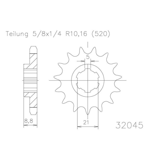 ESJOT Chain pinion, 14 teeth