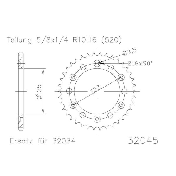 ESJOT Kettenrad 51 Zähne 520er