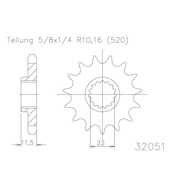 ESJOT Kettenritzel, 13 Zähne