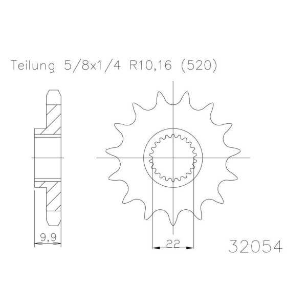 ESJOT Chain pinion, 16 teeth