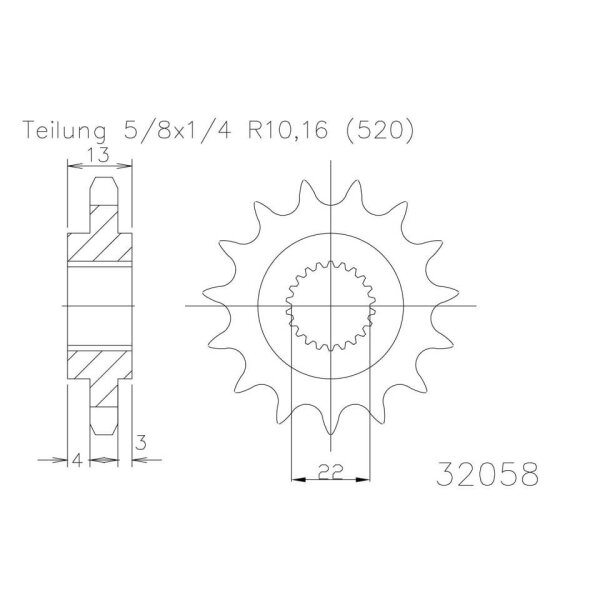 ESJOT Chain pinion, 16 teeth