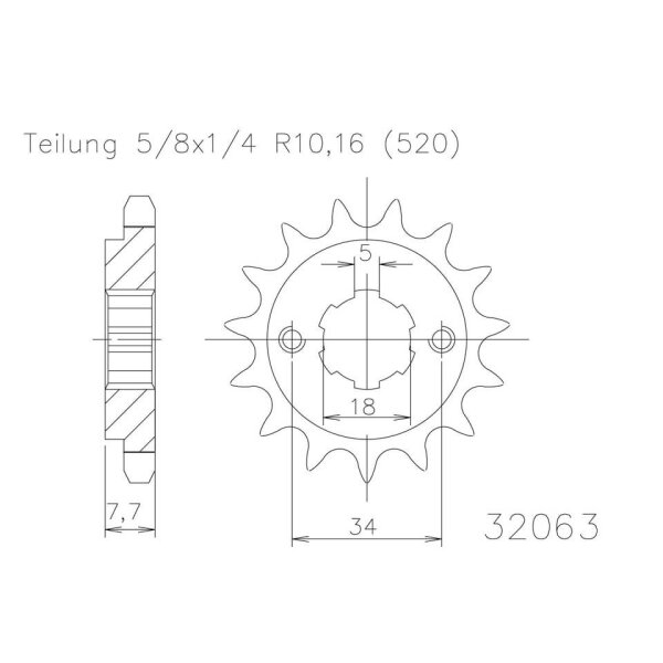 ESJOT Chain pinion, 14 teeth