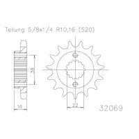 ESJOT Chain pinion, 16 teeth