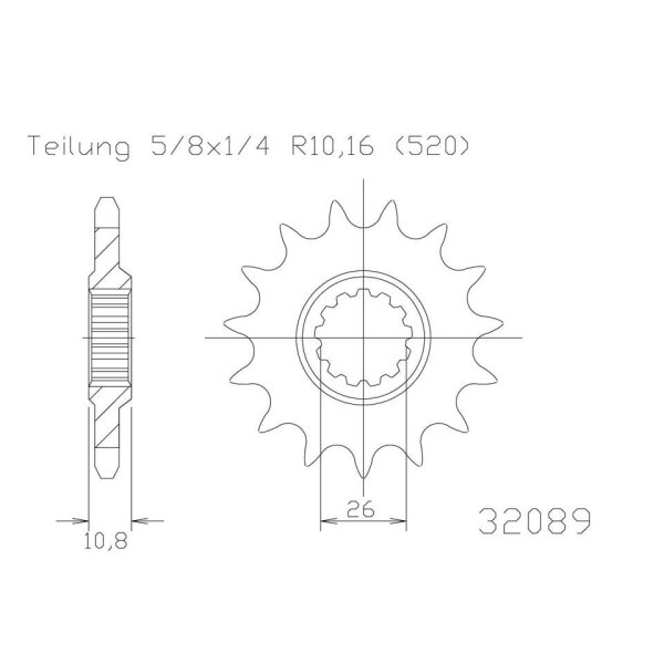 ESJOT Chain pinion, 16 teeth