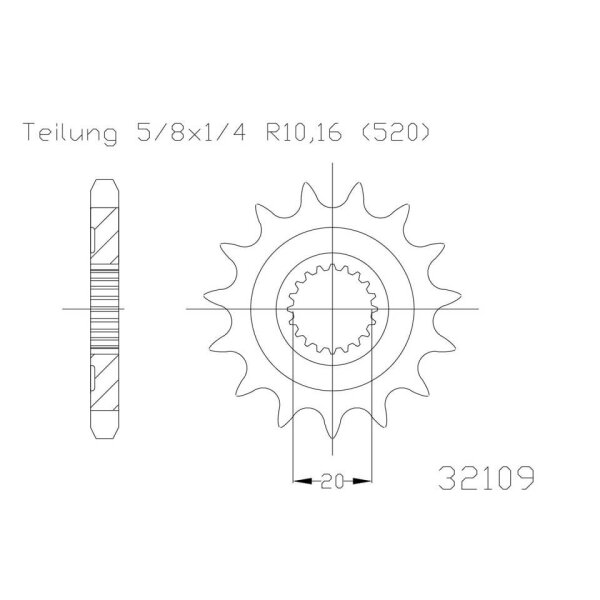 ESJOT Chain pinion, 13 teeth