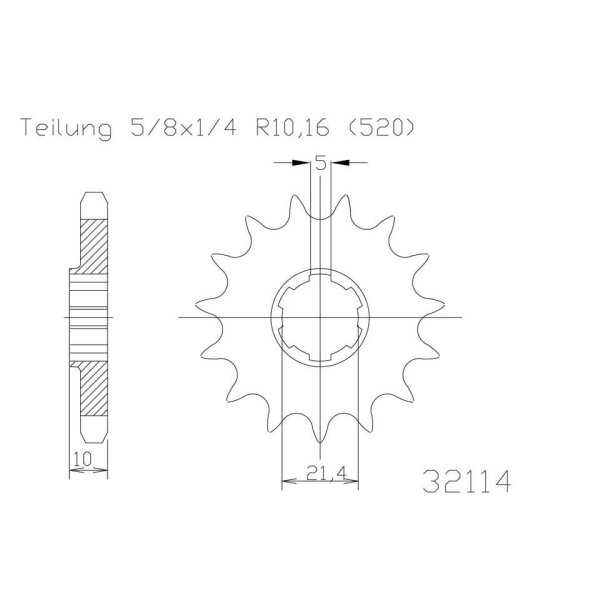 ESJOT Chain pinion, 16 teeth