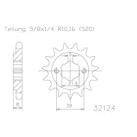 ESJOT Chain pinion, 15 teeth