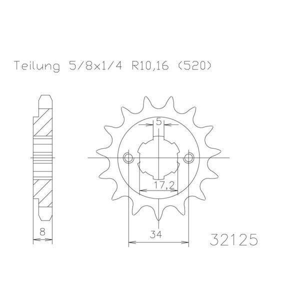 ESJOT Chain pinion, 16 teeth