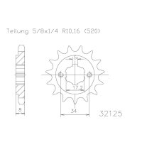 ESJOT Chain pinion, 16 teeth