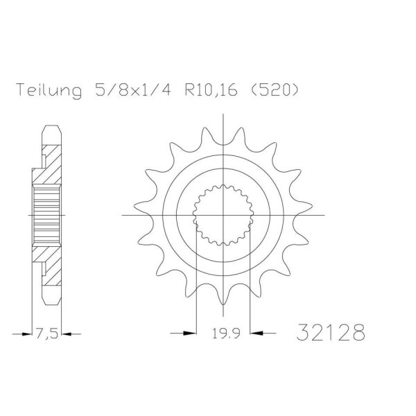 ESJOT Chain pinion, 14 teeth