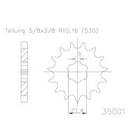 ESJOT Chain pinion, 16 teeth