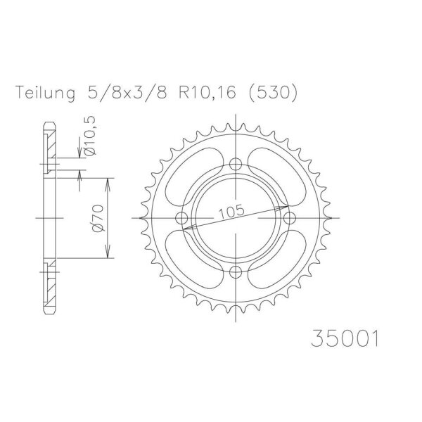 ESJOT Chain wheel, 38 teeth