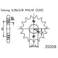 ESJOT Chain pinion, rubberized, 15 teeth