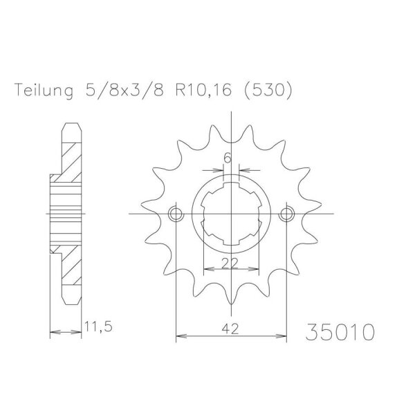 ESJOT Chain pinion, 16 teeth