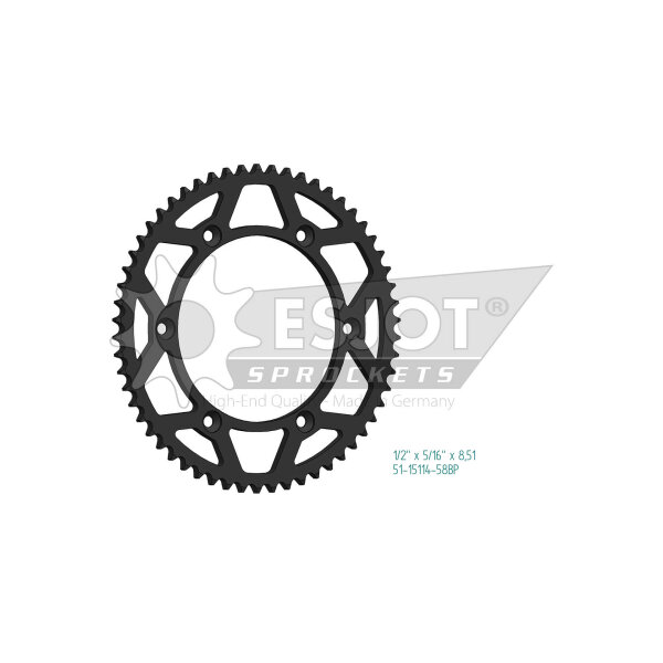 ESJOT Sprocket, 58 teeth, aluminum black, 428 pitch