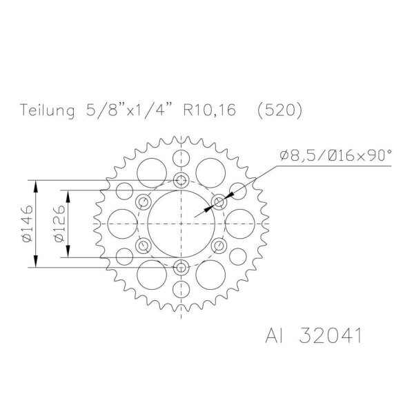 ESJOT Kettenrad 49 Zähne Alu 520er Teilung (5/8x1/4)