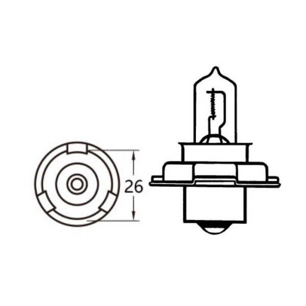 Mopedlampe | 12V 15W Halogen P26s