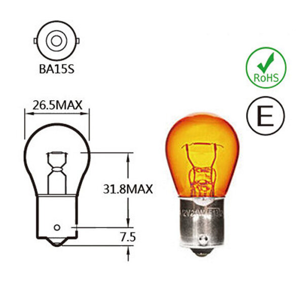 Kugellampe | 12V 21W Ba15s Pin 180°