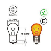 Kugellampe | 12V 21W Bau15s Pin 145°