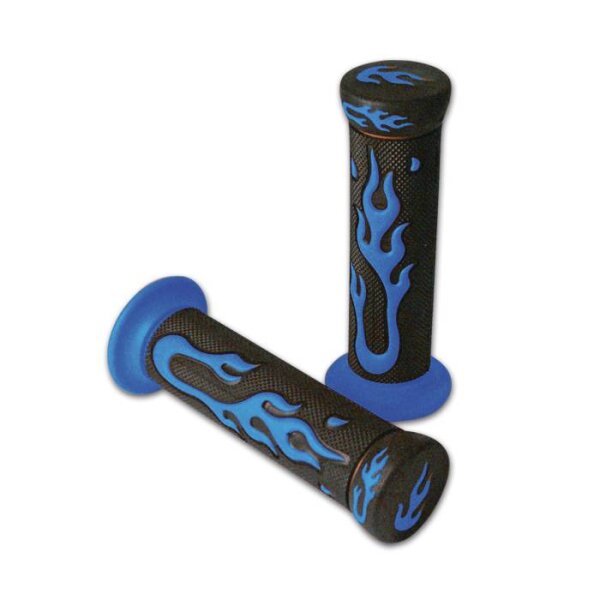 Griffe ATV Gummi "Flame", schw.-blau, geschl, 22mm