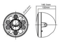 LED-Scheinwerfer "British Style" 7" | chrom