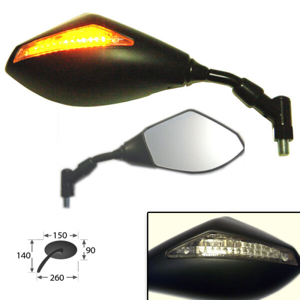 Universalspiegel + LED-Blinker | rechts schwarz