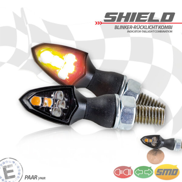 SMD-Blinker-RL Kombi "SHIELD" | schwarz ABS