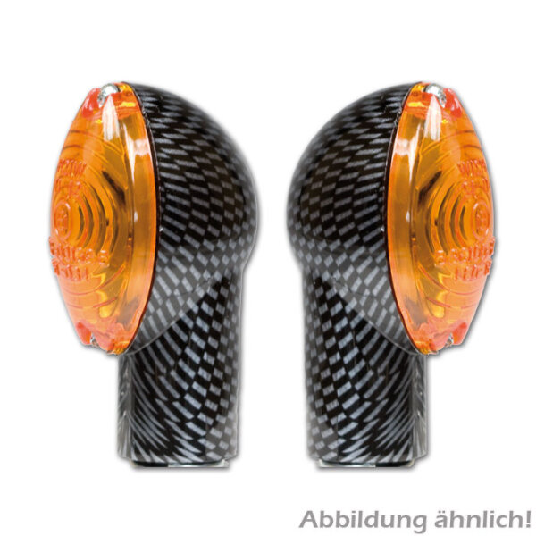 Micro-Blinker, Carbonlook, lang, gelbes Glas,*