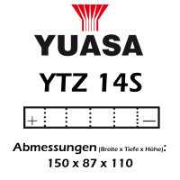 Batterie | YUASA YTZ14S 11,8AH geschlossen