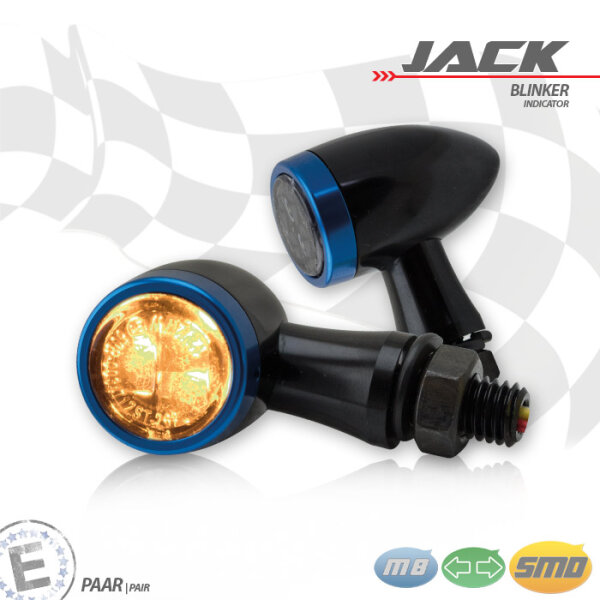 SMD-Blinkerset "Jack" | schwarz Zierring blau