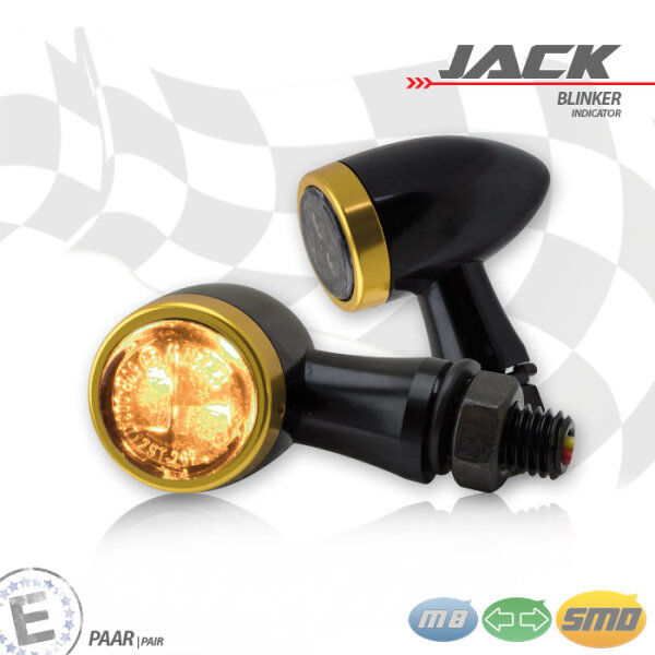 SMD-Blinkerset "Jack" | schwarz Zierring gold