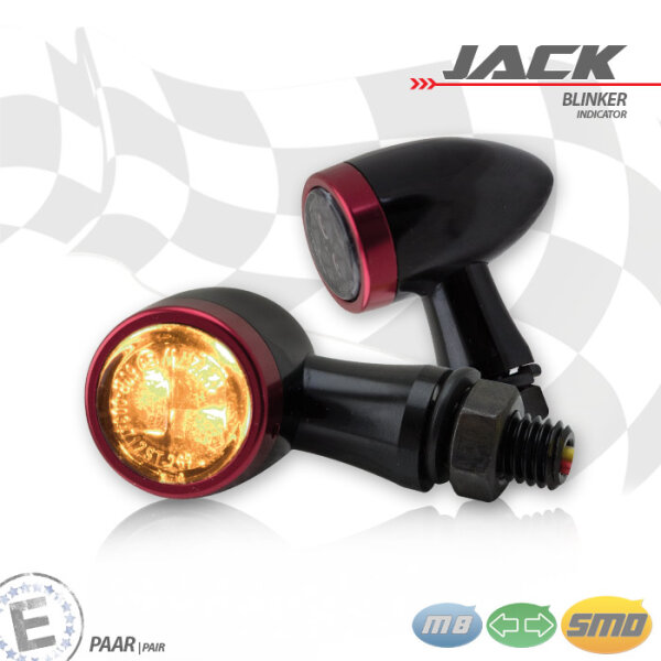 SMD-Blinkerset "Jack" | schwarz Zierring rot