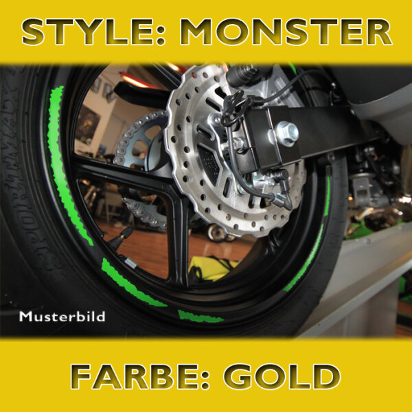 Felgenrandaufkleber "Monster", gold, 7 mm breit